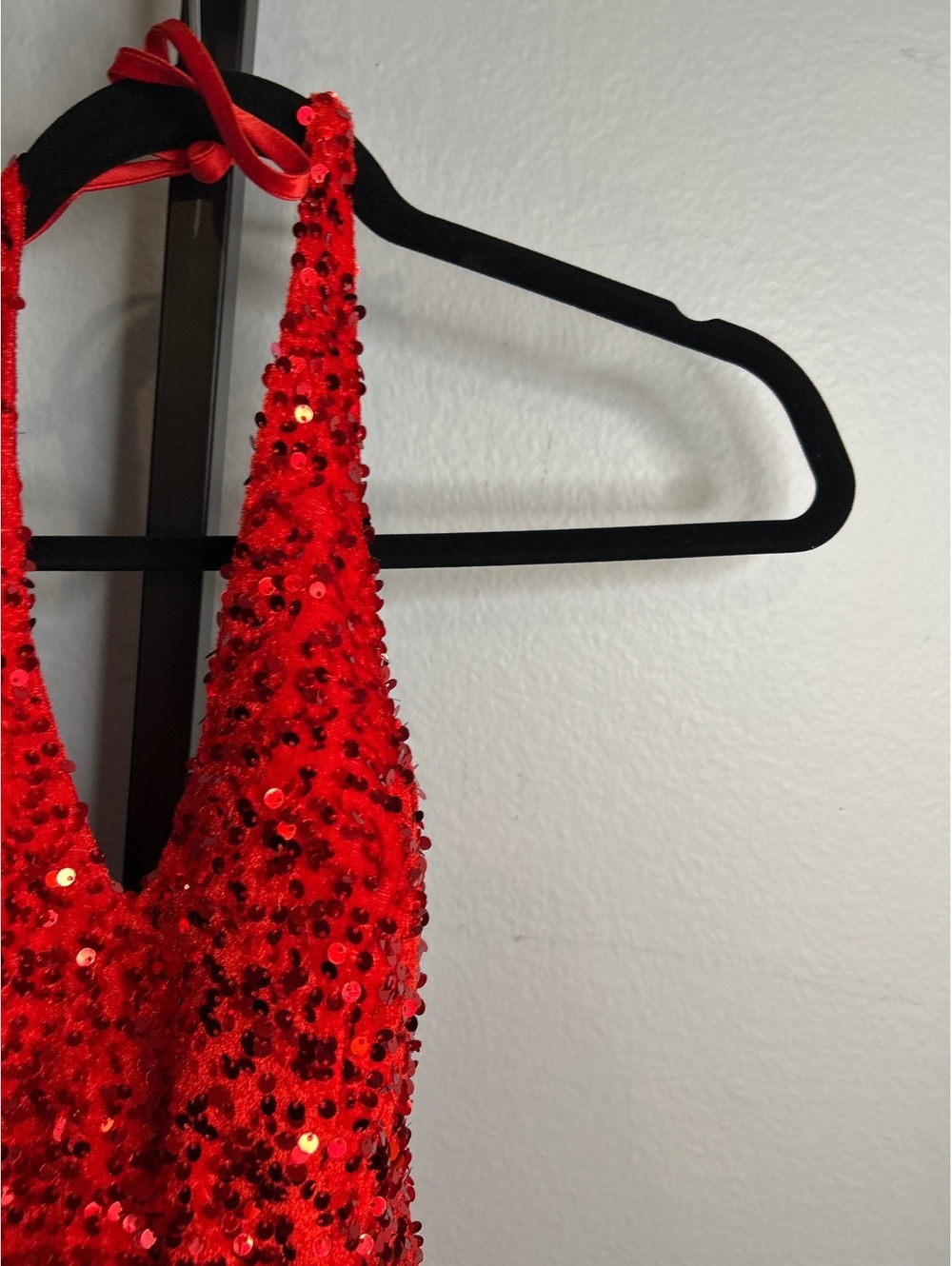 JK Prom Red Sequin Halter Neck Party Dress Size L